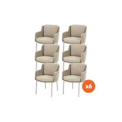 Set van 6 - 4SO Bernini dining tuinstoel - Latte