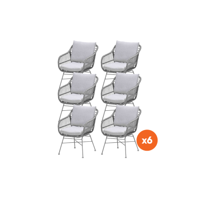 Set van 6 - GI Margriet wicker dining tuinstoelen - Taupe