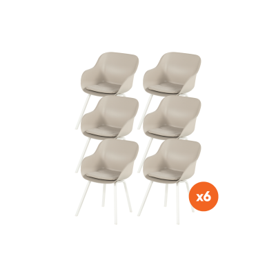 Set van 6 - Hartman Le Soleil Element dining armstoel - Soft taupe/white