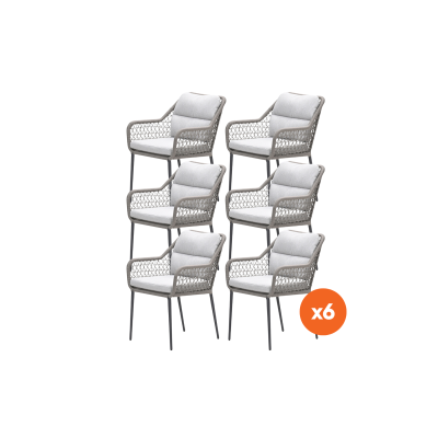 Set van 6 - GI Toledo dining tuinstoelen - Taupe/Zand