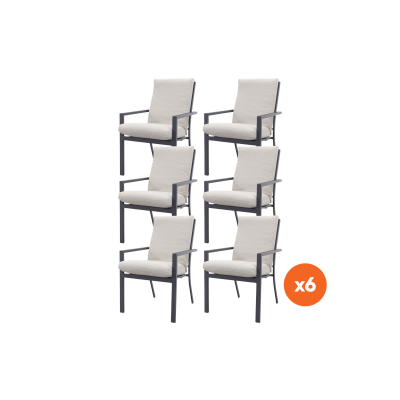 Set van 6 - GI Sergio dining tuinstoelen Carbon black/Desert Sand