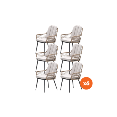 Set van 6 - GI Allasio dining tuinstoelen - Carbon black/Zand