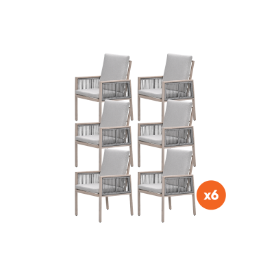 Set van 6 - GI Decala rope dining tuinstoelen - Zand