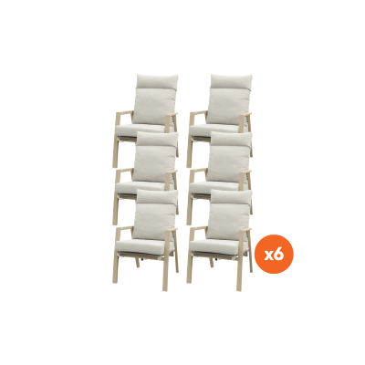 Set van 6 - Lagos verstelbare dining tuinstoel - Latte