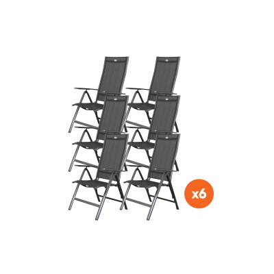 Set van 6 - Hartman verstelbare aluminium tuinstoel Roma