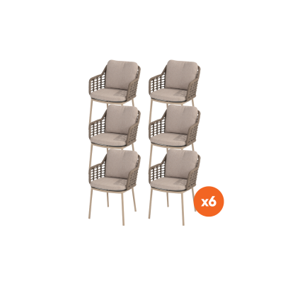 Set van 6 - Taste Puglia dining tuinstoel - Latte