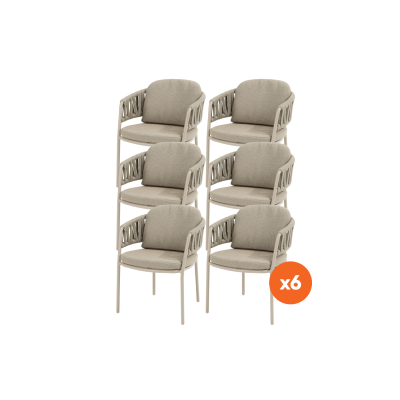 Set van 6 - Taste Calma dining tuinstoel - Latte