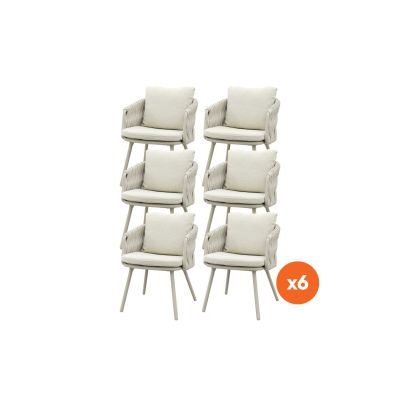 Set van 6 - Baya rope dining tuinstoel - Mokka