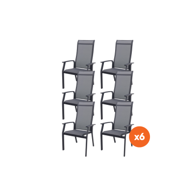 Set van 6 - Madino Excellent stapelbare tuinstoelen - Antraciet