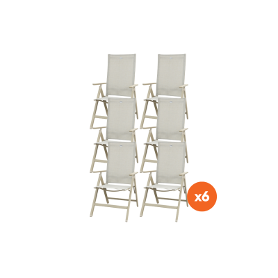 Set van 6 - Hartman Napoli verstelbare tuinstoel - Latte