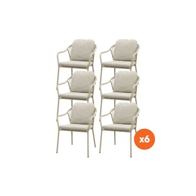 Set van 6 - Pisa rope dining tuinstoel - Latte
