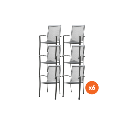 Set van 6 - Royal Garden Balero strekmetaal stapelbare tuinstoel - Antraciet