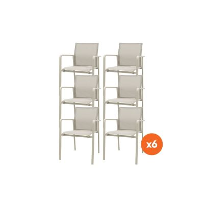 Set van 6 - Wales stapelbare dining tuinstoel - Mokka