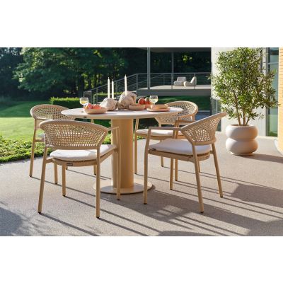 Hartman Taragona/Girona ronde stapelbare tuinset voor 4 personen 120 cm. - Cappuccino