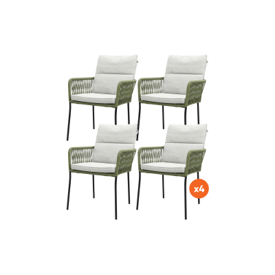 Set van 4 - Teresa dining tuinstoel Rope - Green