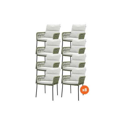 Set van 8 - Teresa dining tuinstoel Rope - Green