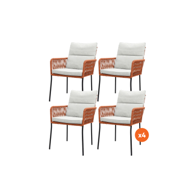 Set van 4 - Teresa dining tuinstoel Rope - Terra