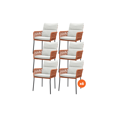 Set van 6 - Teresa dining tuinstoel Rope - Terra