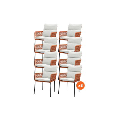 Set van 8 - Teresa dining tuinstoel Rope - Terra