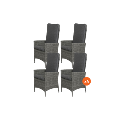 Set van 4 - Timber wicker verstelbare tuinstoel - Organic Grey