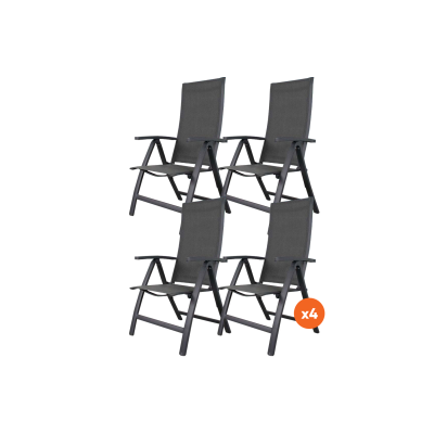 Set van 4 - Corsica verstelbare tuinstoel - Antraciet