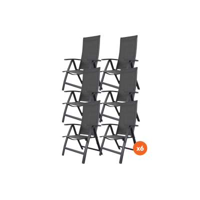 Set van 6 - Corsica verstelbare tuinstoel - Antraciet