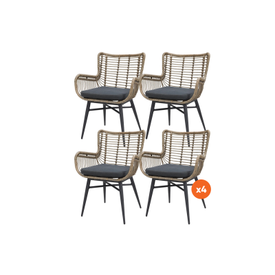 Set van 4 - Jasmine dining tuinstoel - Naturel