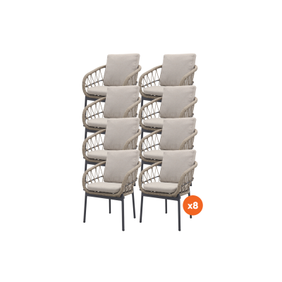 Set van 8 - Julia dining tuinstoel - Antraciet