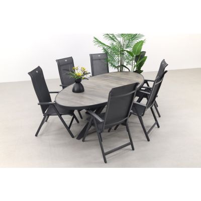 Hartman Milaan/Silva houtlook 240x115 cm. ovale tuinset - 7-delig