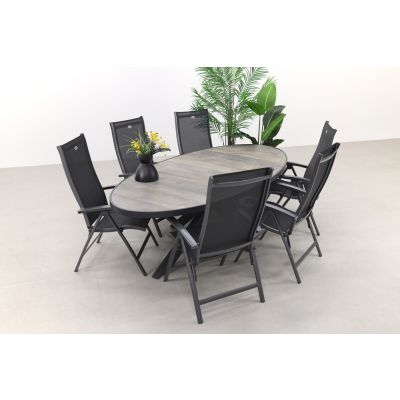 Hartman Salvatore/Silva houtlook 240x115 cm. ovale tuinset - verstelbaar - 7-delig