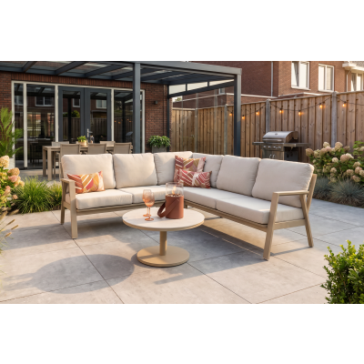 Viento/Canto aluminium hoekbank loungeset - Latte