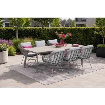 GI Margriet/Vigo wicker tuinset voor 6 personen 230x100 cm. - Taupe