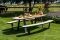 GI Bell (8-persoons) picknicktafel ovaal 220x192cm. - Carbon black/Light Teak look