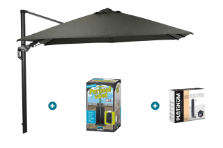 GI Hawaii zweefparasol Deluxe 300 x 300 cm. - Groen - met ingraafvoet en hoes