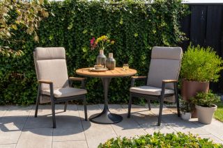 Solaro/Toscara verstelbare ronde bistroset Ø90 cm. - Light rope/Teak