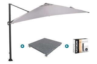 GI Hawaii zweefparasol 300 x 300 cm. - Zand - met voet en hoes