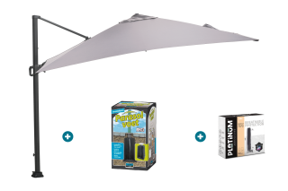 GI Hawaii zweefparasol 300 x 300 cm. - Zand - met ingraafvoet en hoes
