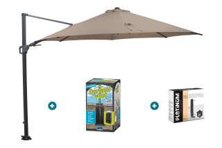GI Hawaii zweefparasol 350 cm. - Taupe - met ingraafvoet en hoes