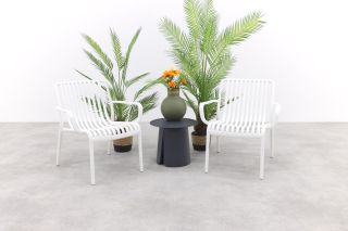 Stripe/Velora loungestoelen set (3-delig) - Wit/Royal grey