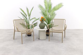 Stripe/Velora loungestoelen set (3-delig) - Taupe/Cream