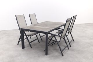 Hartman Monza/Kings verstelbare tuinset antraciet - 180x100 cm. - 5-delig 