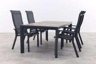 Excellent/Kings verstelbare tuinset antraciet - 180x100 cm.