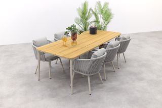 Ohio/Alaska tuinset - teak/aluminium - mokka -240x100 cm.