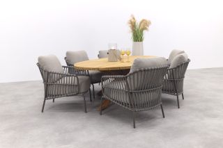 4SO Capalbio/Prado low dining tuinset 240x115 cm. (7-delig) - Terre/Teak