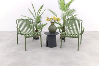 Stripe/Velora loungestoelen set (3-delig) - Mosgroen/Royal grey