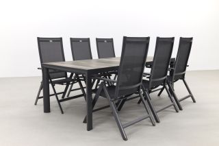Hartman Napoli/Kings verstelbare tuinset antraciet - 220x100 cm. - Keramiek tafelblad