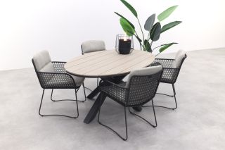 4 Seasons Aprilla - Antraciet / Edison 180 x 115 cm. tafel - ovale tuinset