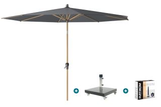 Platinum Riva stokparasol 3 m. rond - Teak antraciet met Granada voet en hoes