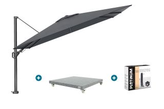 Platinum Challenger zweefparasol Premium T2 2,6x3,5 m - Faded Black met voet en hoes
