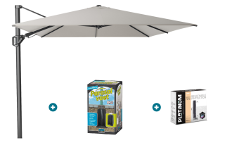 Platinum Challenger zweefparasol T2 Premium - 3,5x2,6 m. - Manhattan met ingraafvoet en hoes